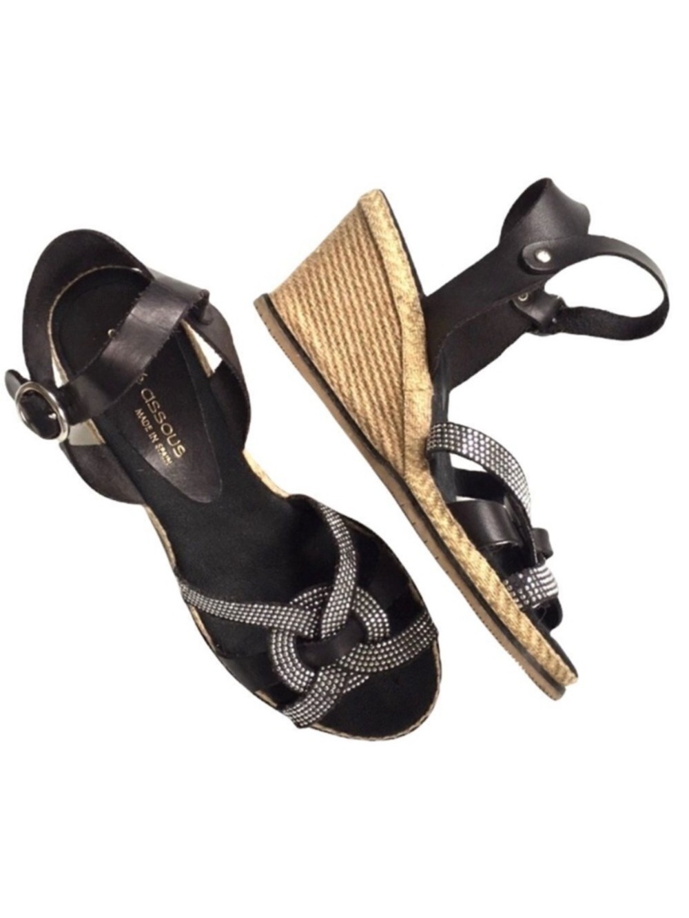 EUC André Assous leather wedge sandals